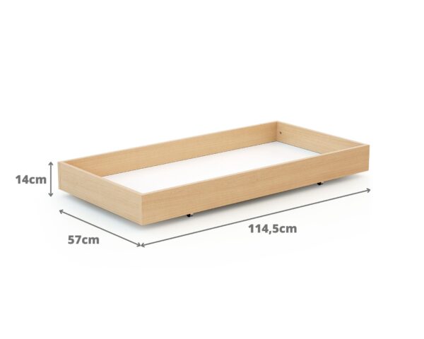 Tiroir de lit ESSENTIEL Hêtre Verni - Accessoires pour lits 60x120cm - Panneaux de particules agglomérées mélaminés