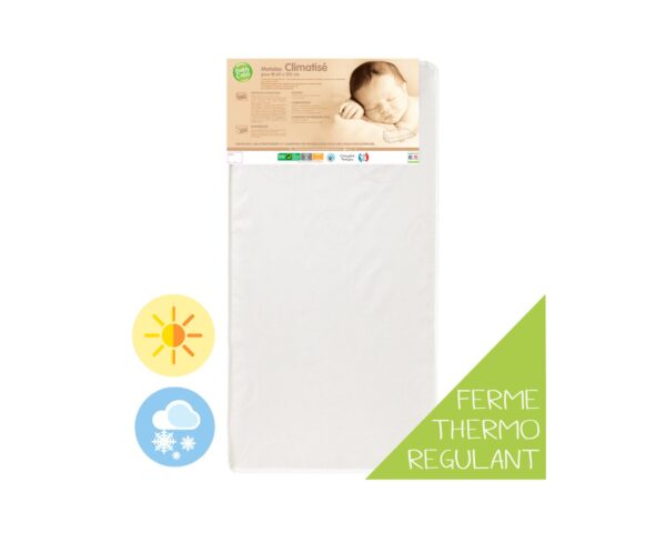 Matelas Thermo Régulant 60×120 cm de BABYCALIN - Matelas 60x120cm - Housse 66% polyester / 34% polypropylène - Matelassage face hiver 100% polyester - Garnissage ouate 100% polyester