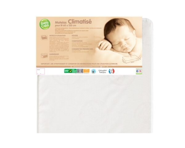 Matelas Thermo Régulant 60×120 cm de BABYCALIN - Matelas 60x120cm - Housse 66% polyester / 34% polypropylène - Matelassage face hiver 100% polyester - Garnissage ouate 100% polyester