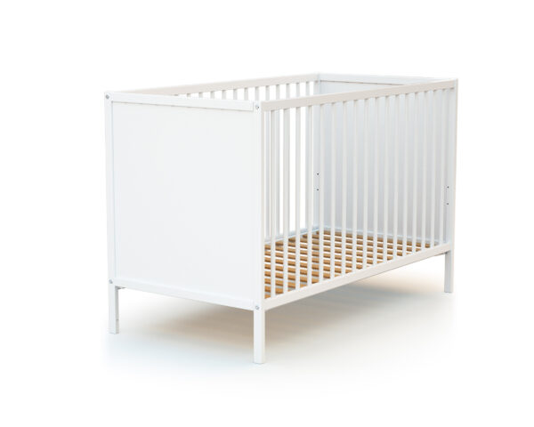 Lit bébé ALBA blanc de WEBABY - Lits fixes 60x120cm - Hêtre massif et panneaux de fibres haute densité.