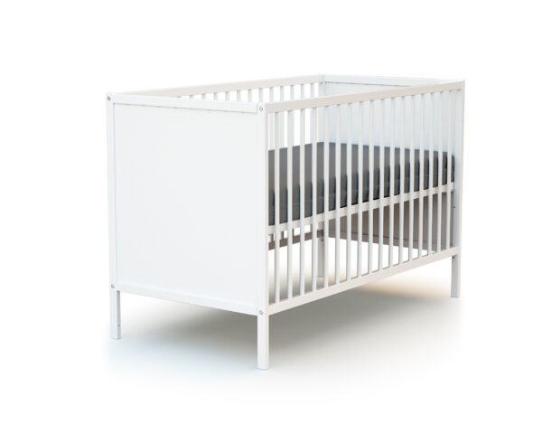 Duo lit bébé et commode à langer ALBA de WEBABY - Lits fixes 60x120cm - Panneaux de fibres haute densité laqués, panneaux de particules agglomérées mélaminés et hêtre massif.