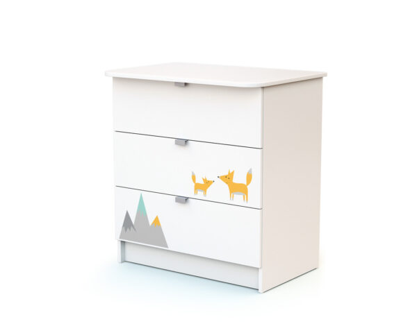 Duo lit bébé et commode à langer ALBA Renard de WEBABY - Les Bons plans AT4 - Panneaux de fibres haute densité laqués, panneaux de particules agglomérées mélaminés et hêtre massif.