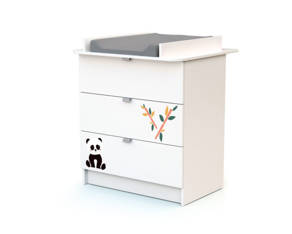 Duo lit bébé et commode à langer ALBA Panda de WEBABY - Les Bons plans AT4 - Panneaux de fibres haute densité laqués, panneaux de particules agglomérées mélaminés et hêtre massif.