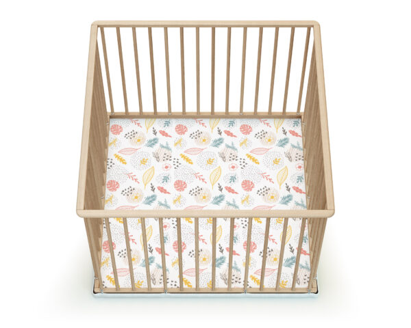 Parc fixe WEBABY fond textile hêtre brut - Parcs fixes - Structure 100 % hêtre massif / fond : extérieur 100% polyesther - intérieur 100% mousse polyether.