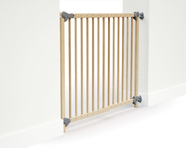 Barrière de sécurité Extensible WEBABY Hêtre verni & Gris - Les Bons plans AT4 - Hêtre massif.