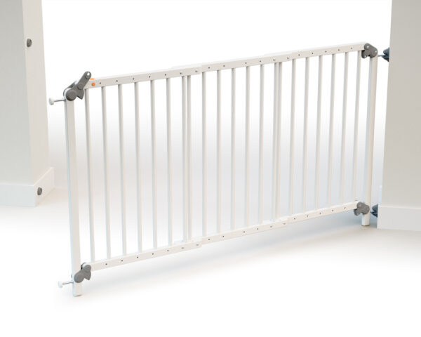 Barrière de sécurité Ultra-Extensible WEBABY Blanc & Gris - Barrières de sécurité extensibles - Hêtre massif.