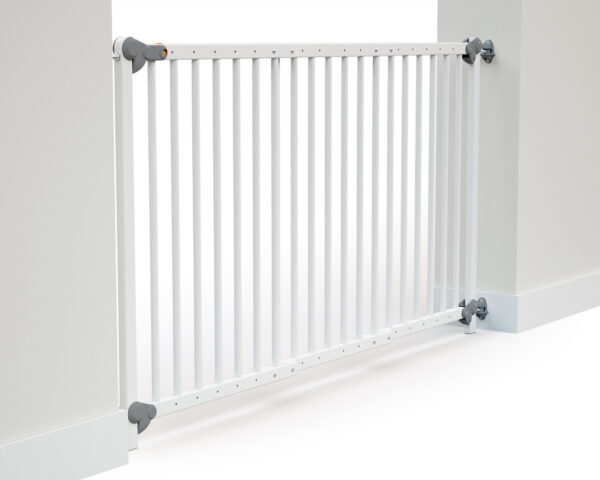 Barrière de sécurité Ultra-Extensible WEBABY Blanc & Gris - Barrières de sécurité extensibles - Hêtre massif.