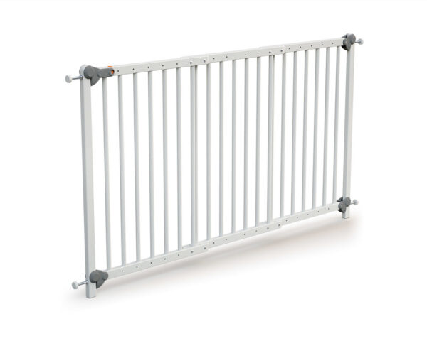 Barrière de sécurité Ultra-Extensible WEBABY Blanc & Gris - Barrières de sécurité extensibles - Hêtre massif.