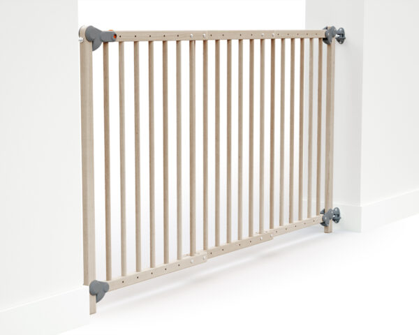 Barrière de sécurité Ultra-Extensible WEBABY Hêtre Brut & Gris - Barrières de sécurité extensibles - Hêtre massif.