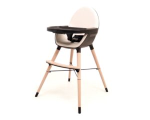 Chaise Haute ESSENTIEL + Noir & Sable - Les Bons plans AT4 - Hêtre massif, coque polyéthylène et assis polyester.