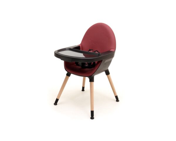 Chaise Haute CONFORT Noir & Bordeaux - Les Bons plans AT4 - Hêtre massif, coque polyéthylène et assis polyester.