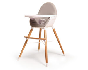 Chaise Haute WEBABY - Évolutives - Hêtre massif, coque polyéthylène et assis polyester.