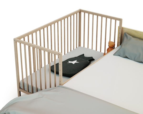 Lit bébé-Cododo WEBABY hêtre brut - Les Bons plans AT4 - Hêtre massif.