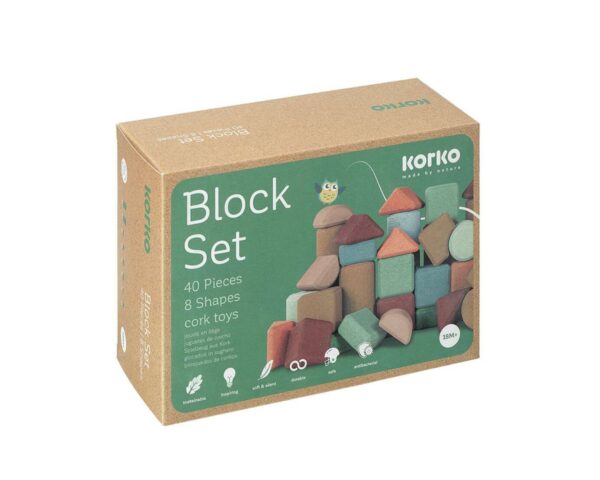 Coffret 40 blocs de construction en liège de KORKO - Jeux pour bébé - Liège