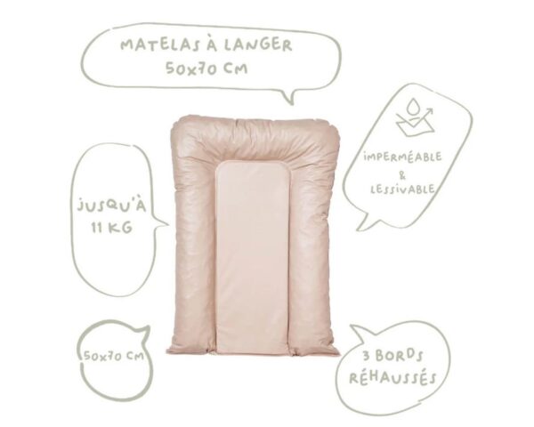 Matelas à langer ESSENTIEL Noisette de BABYCALIN - Matelas à langer - Revêtement 100% PVC, garnissage 100% Polyether.