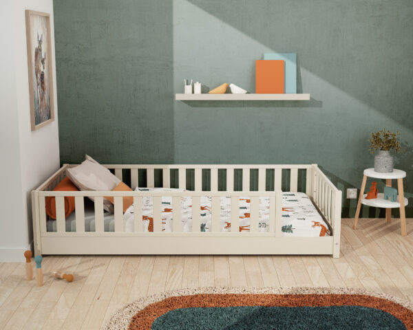 Lit SONHO 90 x 190 cm blanc perle de Jurababy - Sécurisés - Pin et panneaux de fibre haute densité