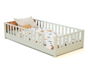 Lit SONHO 90 x 190 cm blanc perle de Jurababy - Sécurisés - Pin et panneaux de fibre haute densité