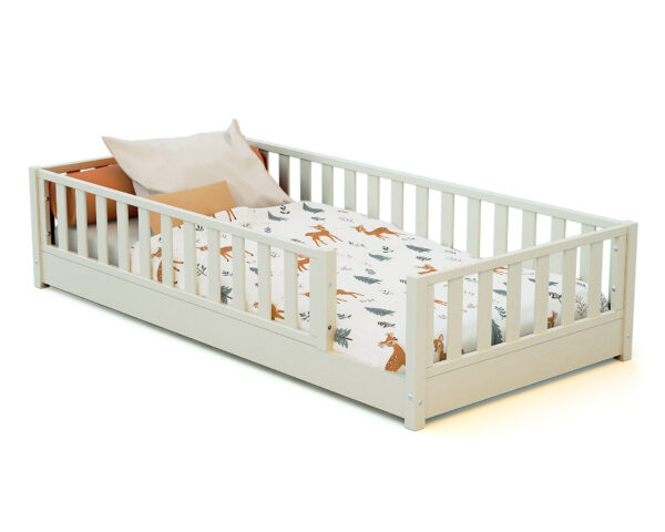 Lit SONHO 90 x 190 cm blanc perle de Jurababy - Sécurisés - Pin et panneaux de fibre haute densité