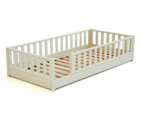 Lit SONHO 90 x 190 cm blanc perle de Jurababy - Sécurisés - Pin et panneaux de fibre haute densité