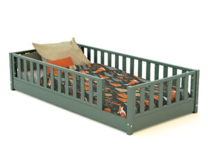 Lit SONHO 90 x 190 cm vert sauge de Jurababy - Sécurisés - Pin et panneaux de fibre haute densité