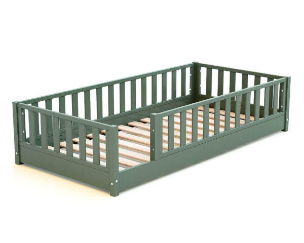 Lit SONHO 90 x 190 cm vert sauge de Jurababy - Sécurisés - Pin et panneaux de fibre haute densité