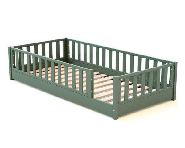 Lit SONHO 90 x 190 cm vert sauge de Jurababy - Sécurisés - Pin et panneaux de fibre haute densité