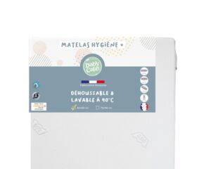 Matelas Hygiène Déhoussable 60×120 cm de BABYCALIN - Matelas 60x120cm - Housse 100% polyester - Garnissage mousse 100% polyuréthane
