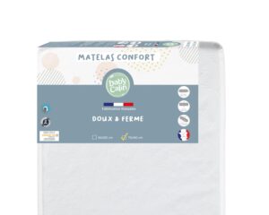 Matelas Confort 70×140 cm de BABYCALIN - Matelas 70x140cm - Housse 66% polyester – 34% coton - Garnissage ouate recyclée 100% polyester (50% minimum de fibres issues du recyclage)