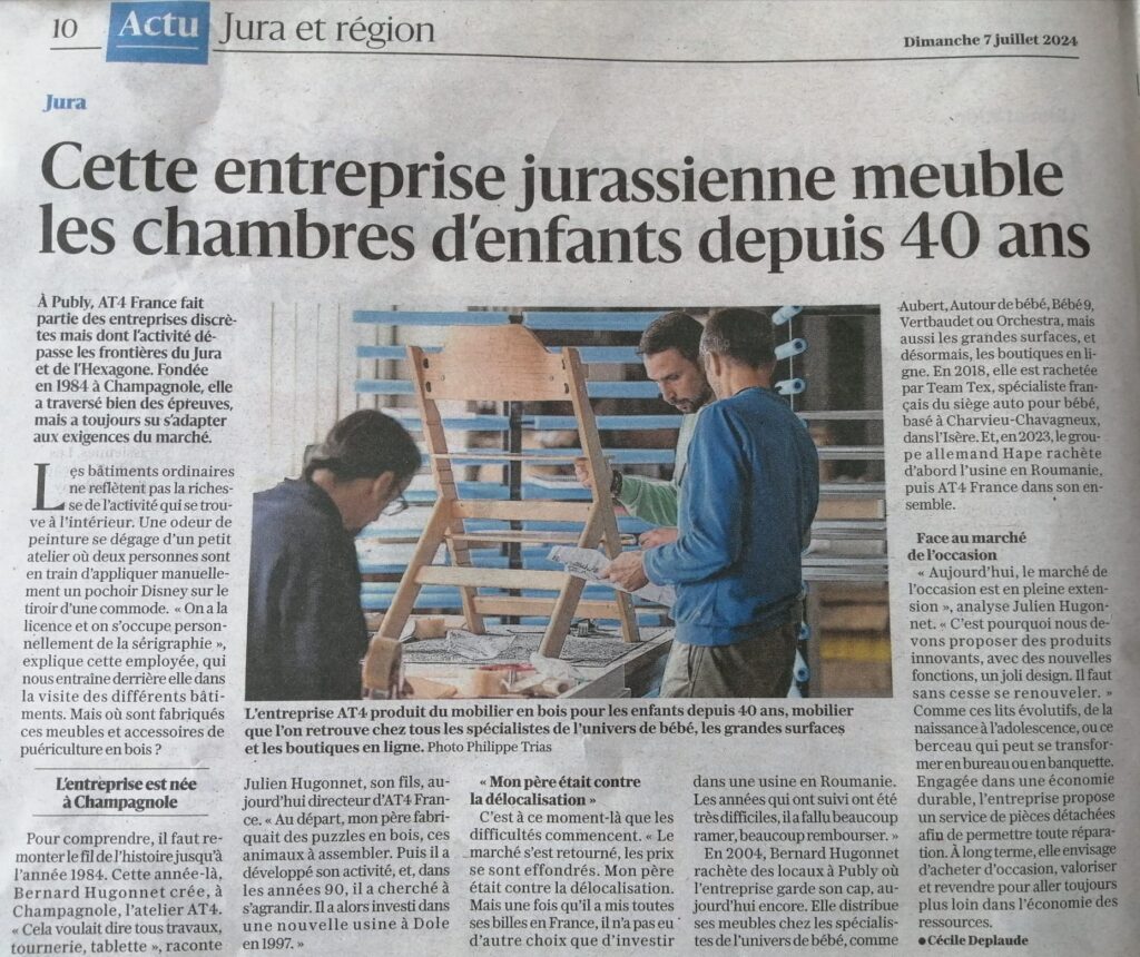 article Le Progrès pour les 40 ans d'AT4 France