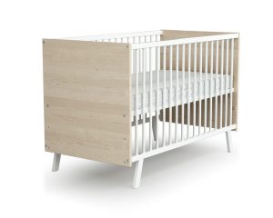 CARNAVAL Cot in Birch Decor - Fixed-side cots - Birch decor - Solid beech and melamine particleboard.