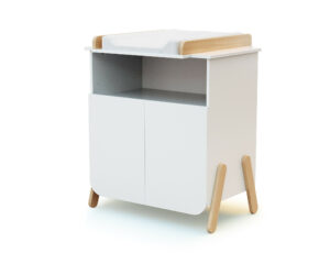PIRATE White and Beech Changing Table - with doors - White and Beech - Solid beech and particleboard.