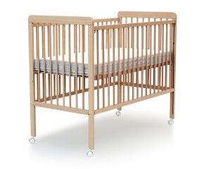 Dropside cot with slats.