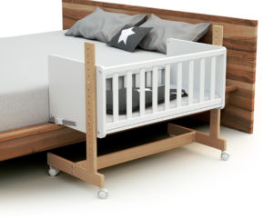 CONFORT White and Beech Co-Sleeping Cot - Co-sleeping cribs - White and Beech - Solid beech and high-density fibreboard.