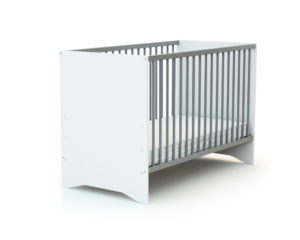 COTILLON White and Grey Cot - Fixed-side cots - White and Grey - Solid beech and melamine particleboard.