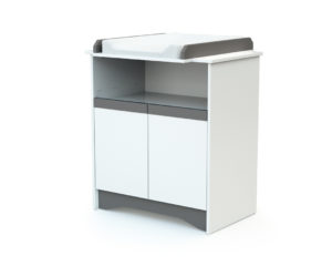COTILLON White and Taupe Changing Table - with doors - Melamine particleboard