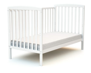 Large white wooden baby cot