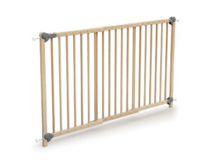 WEBABY Super Expandable Varnished Beech & Grey Safety Gate - Expandable - Clear-lacquered Beech - Solid beech.