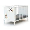 Lit bébé WEBABY Panda à panneaux - Fixes - Blanc motif Panda - Hêtre massif et panneaux de fibres haute densité.