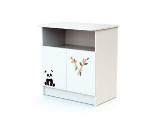 WEBABY Panda Changing Table - with doors - White with panda design - Melamine particleboard